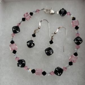 Crystal bracelet and earrings set